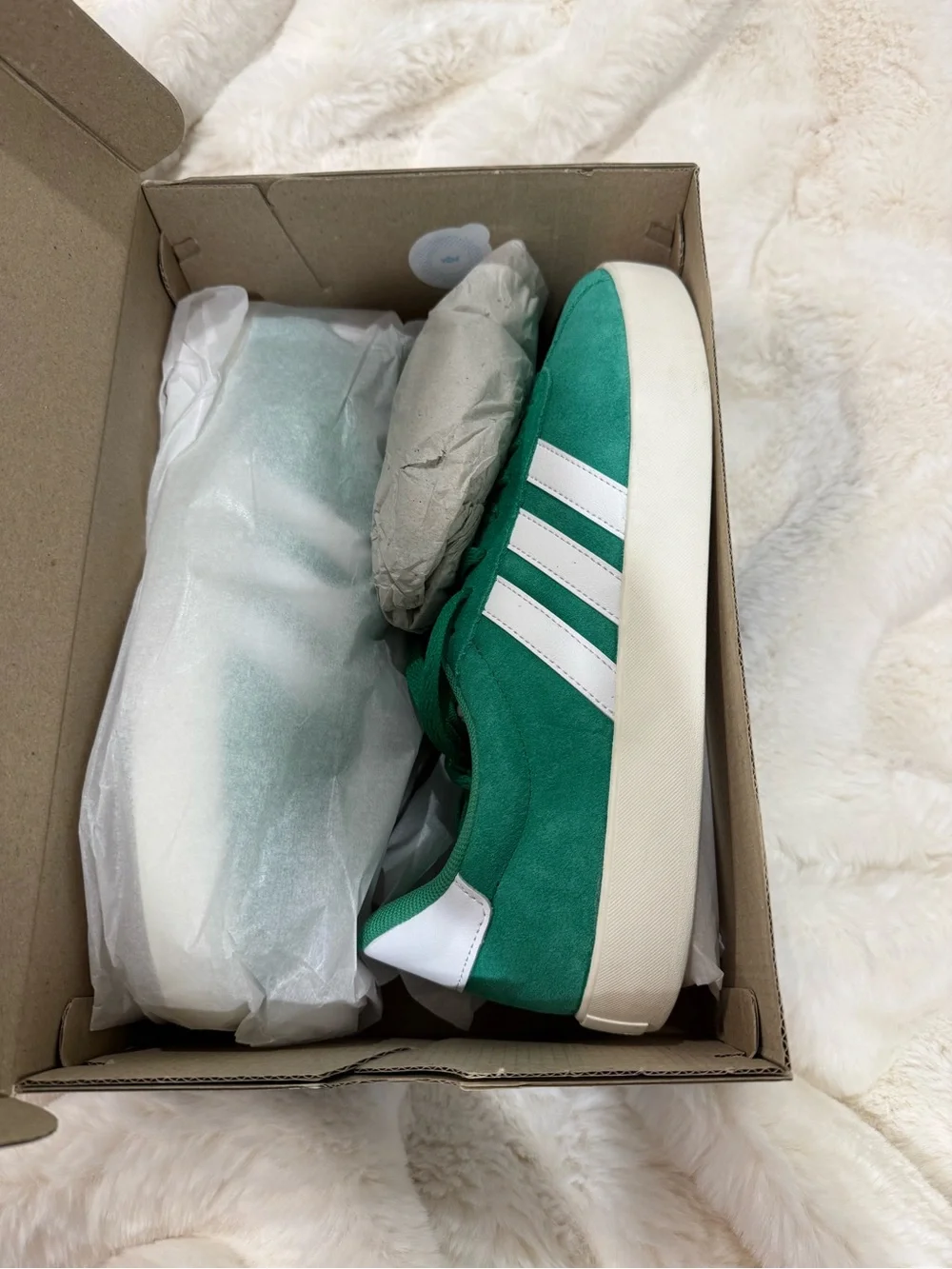 adidas Green Suede Sneakers with White Stripes